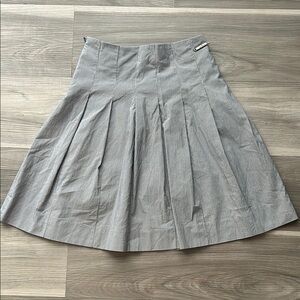 Thomas Burberry by Burberry Preppy Grey & White Striped Pleated Skirt